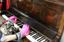 Boxhandschuhe auf der Klaviertastatur
